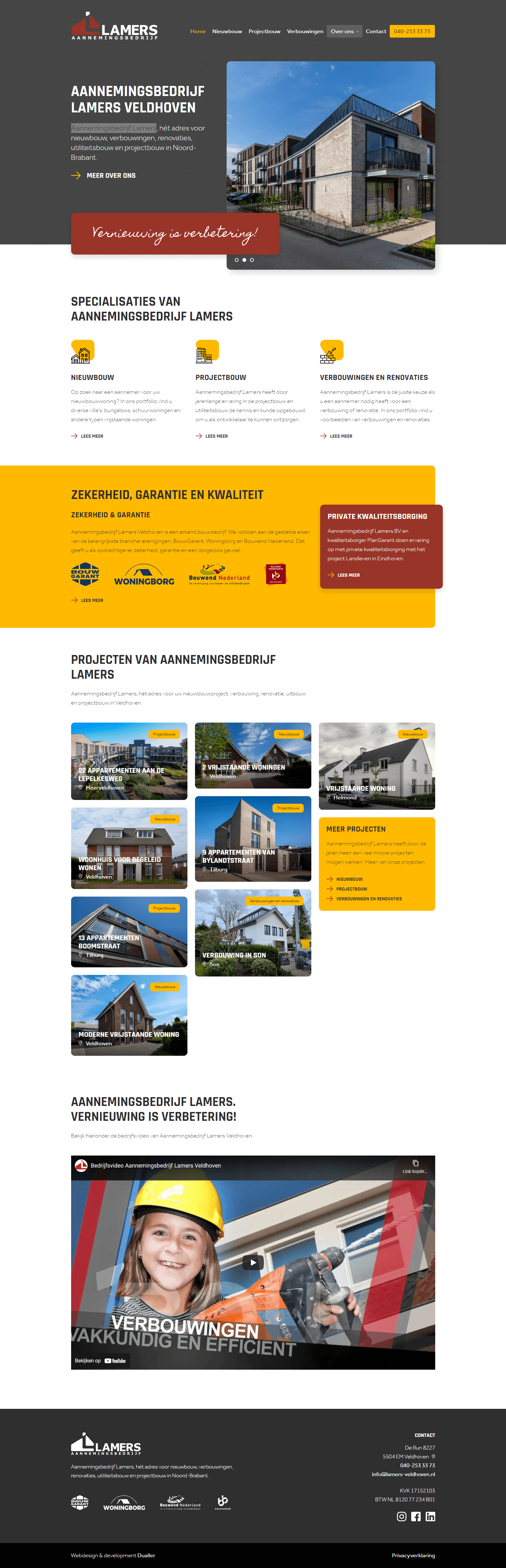 WordPress website voor Aannemingsbedrijf Lamers | Dualler