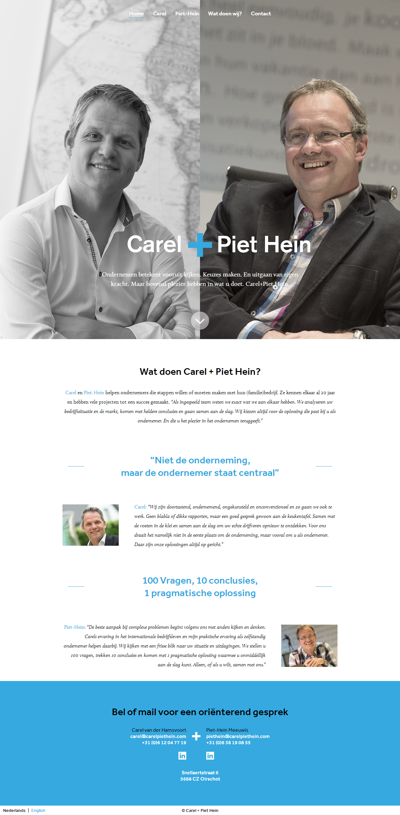 Responsive one-page website Carel + Piet Hein - Dualler